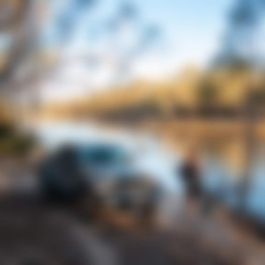 Resized Man standing on bank of the Murray River with his car and paddleboard