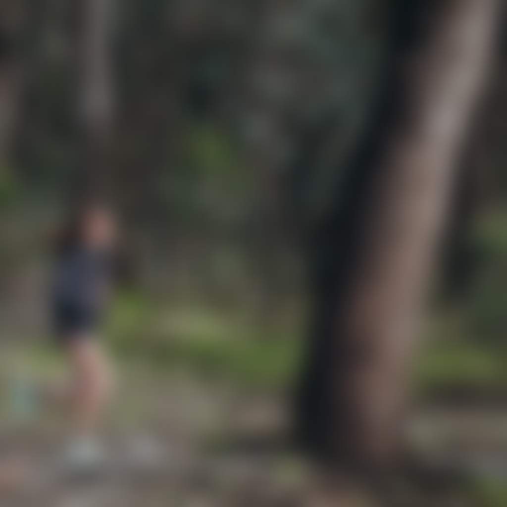Young woman jogging through the forest in Echuca Moama