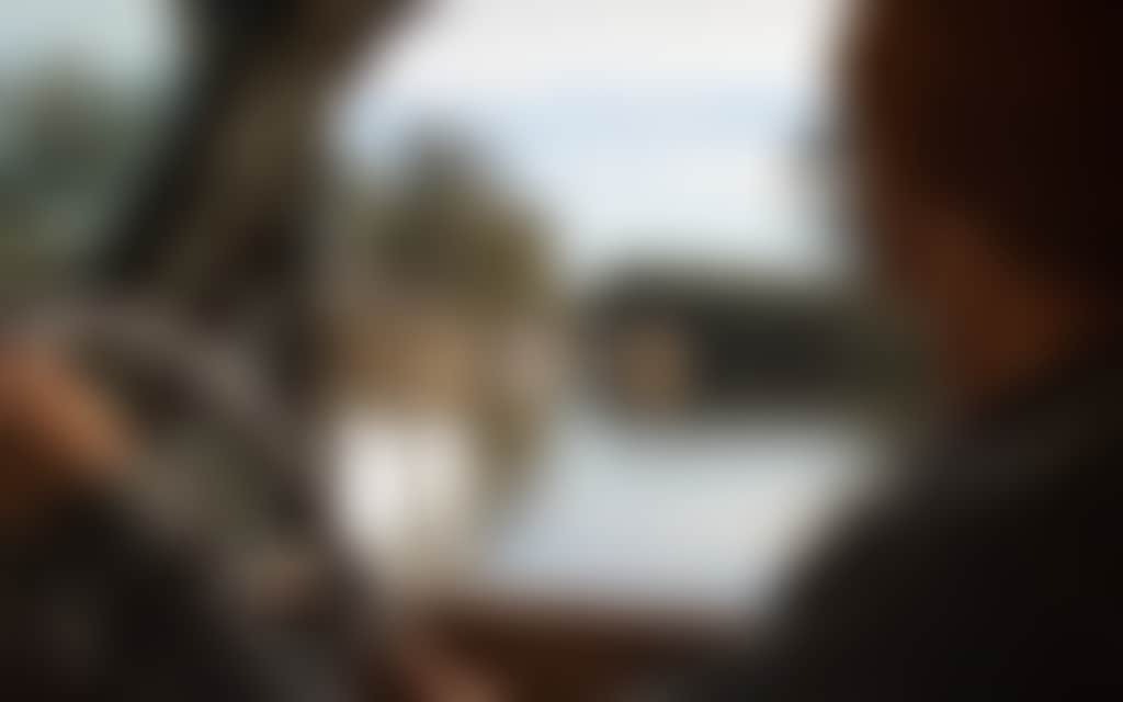 View from a car driving along the Murray River near Echuca