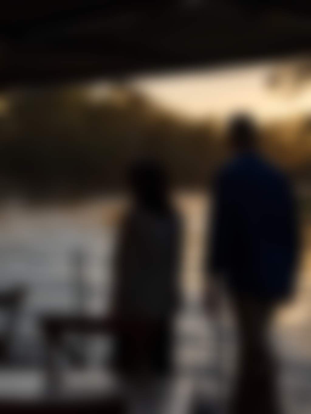 A mature couple with their backs turned on a paddlesteamer