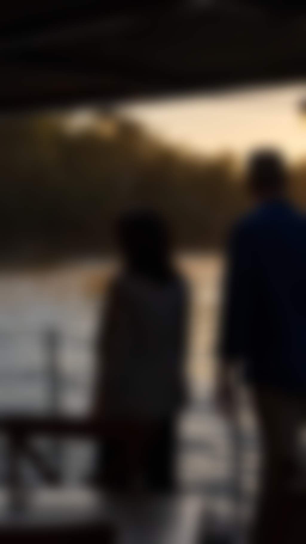 A mature couple with their backs turned on a paddlesteamer